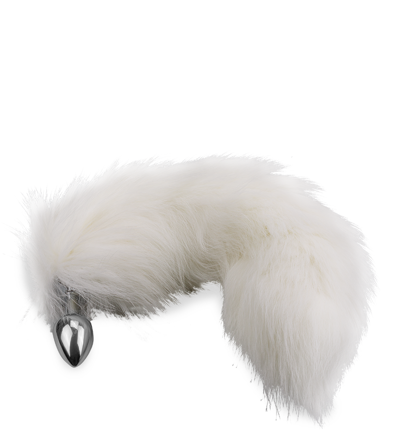 White fur fox tail anal plug