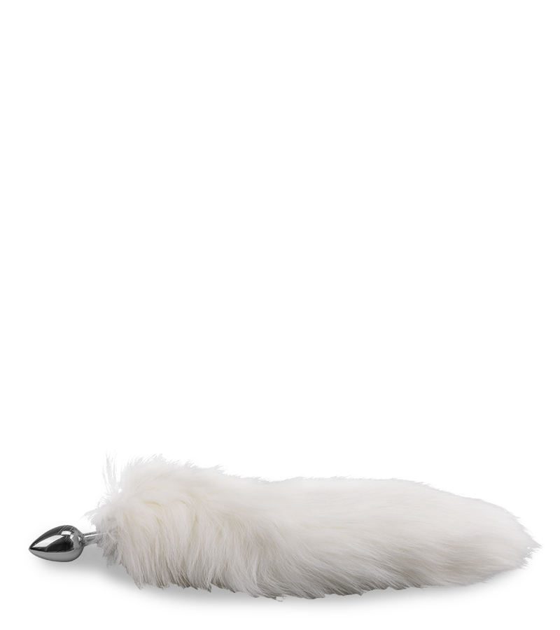 White fur fox tail anal plug
