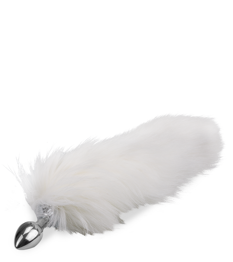 White fur fox tail anal plug