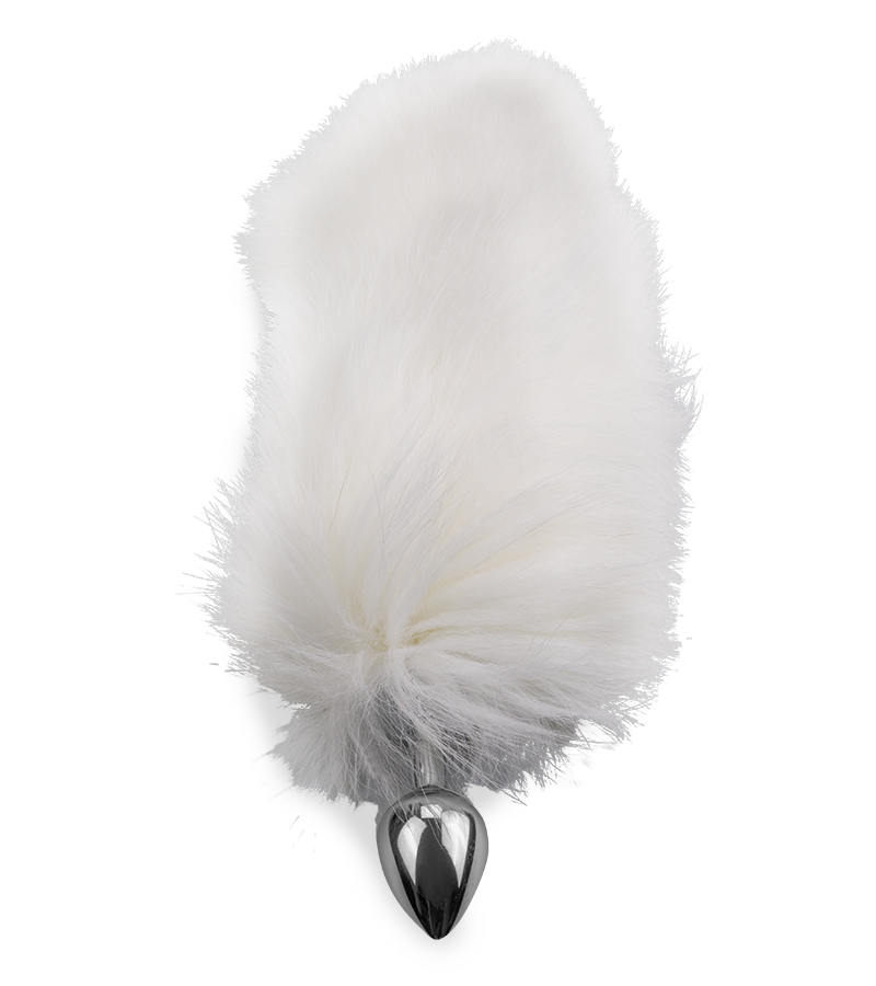 White fur fox tail anal plug