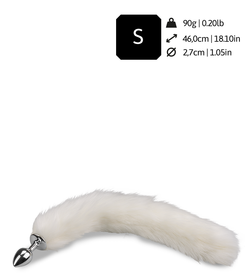 White vegan fur dog tail anal plug