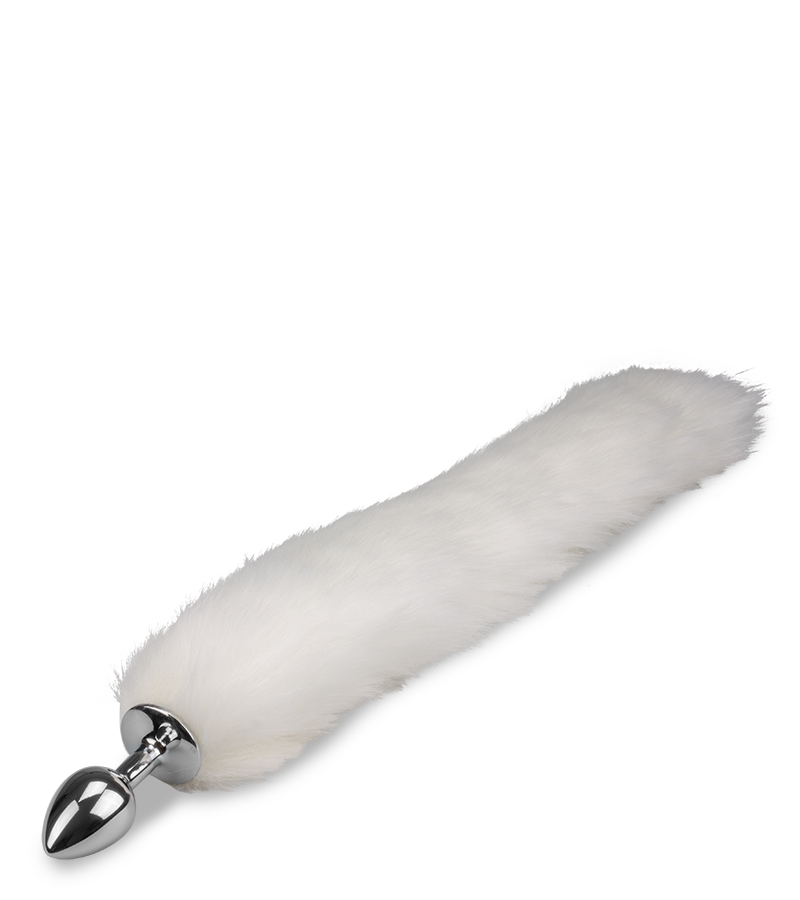 White vegan fur dog tail anal plug