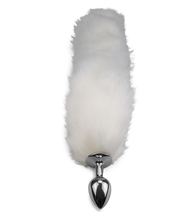 Load image into Gallery viewer, White vegan fur dog tail anal plug
