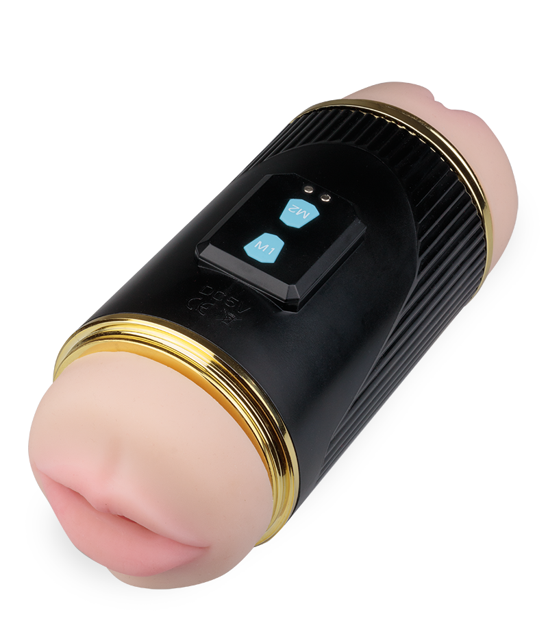 Wild vibrating mouth and pussy masturbator