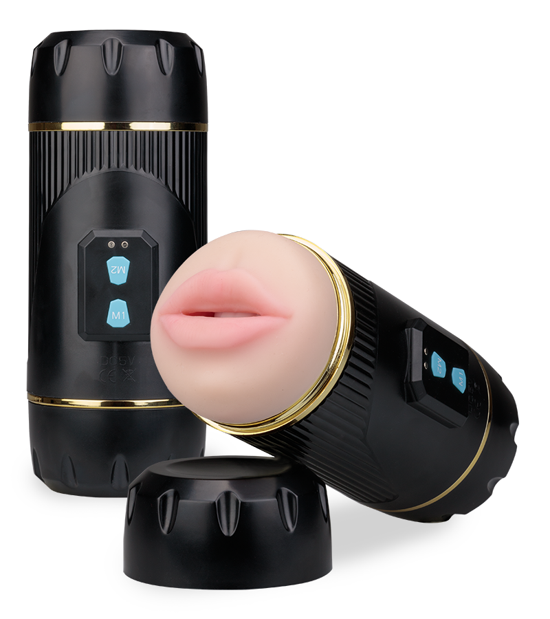 Wild vibrating mouth and pussy masturbator