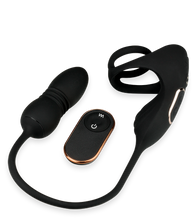 Load image into Gallery viewer, Wind vibrating and thrusting butt plug with cock ring and ball massager