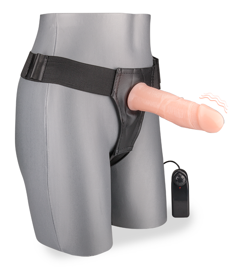 XXL vibrating hollow strap on