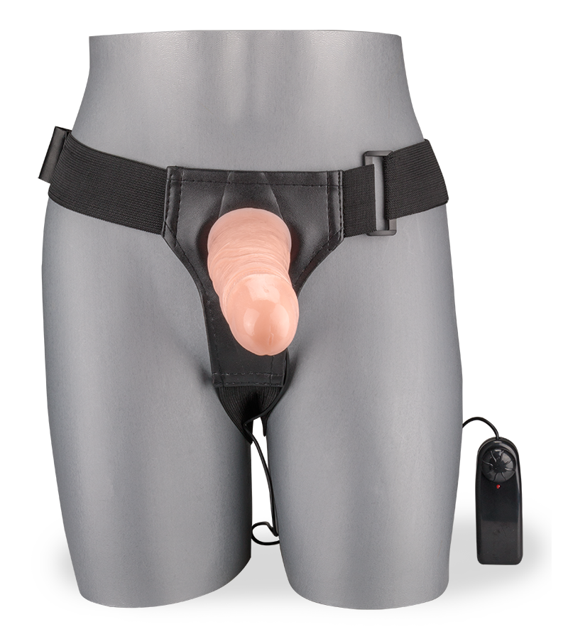 XXL vibrating hollow strap on